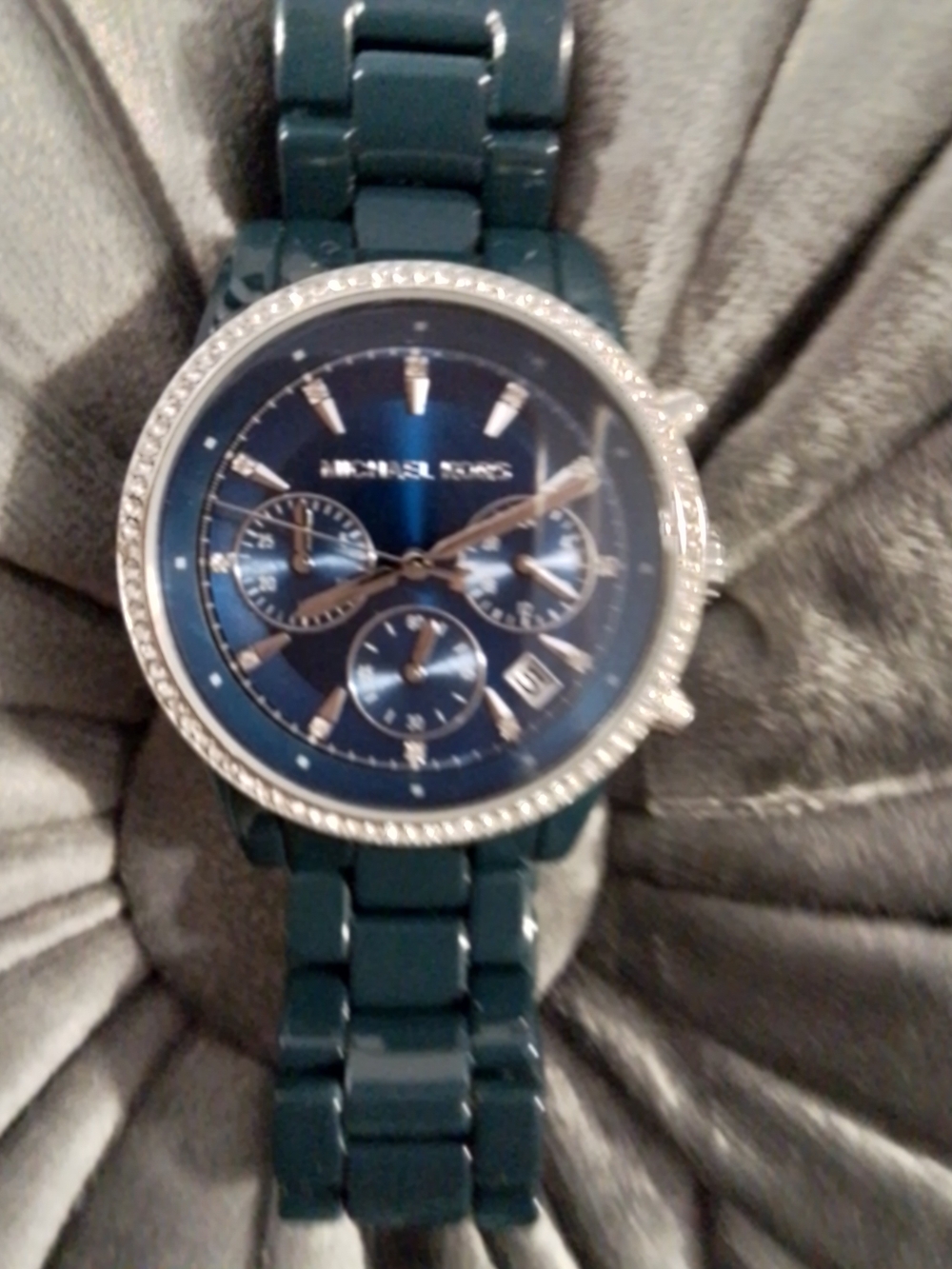 Michael Kors Navy Blue Crystal Accent Chronograph Watch